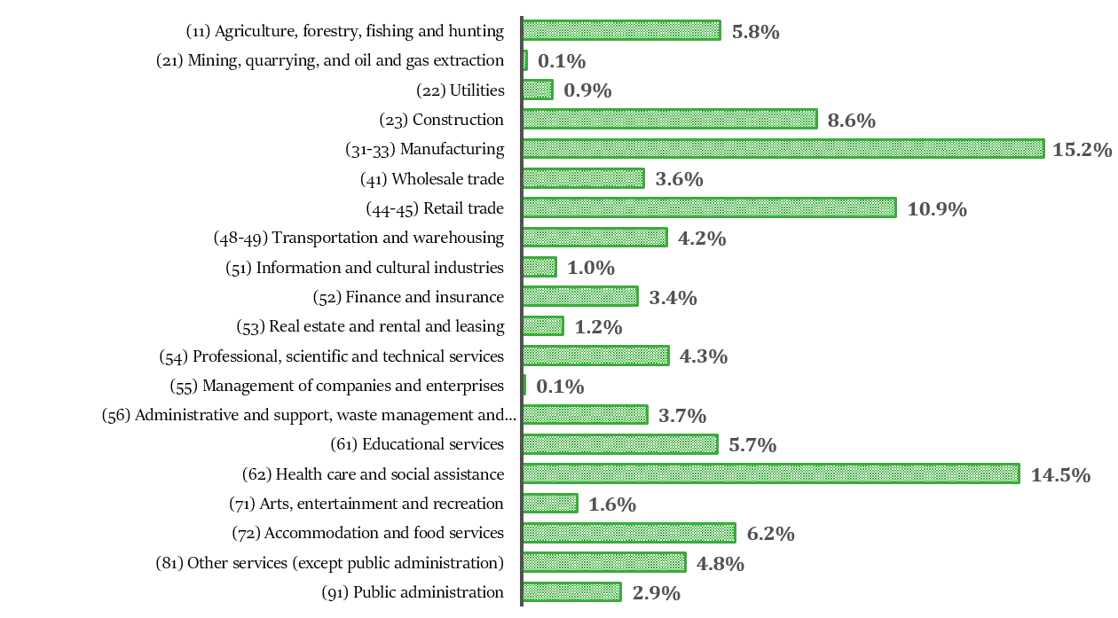 Bar Graph describing Labour Force by Industry